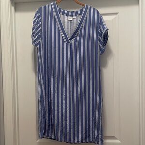 GAP Striped V-Neck‎ Mini Dress in Blue and White